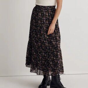 Madewell Crinkle Georgette Tiered Maxi Skirt in Blurred Blooms in size Medium